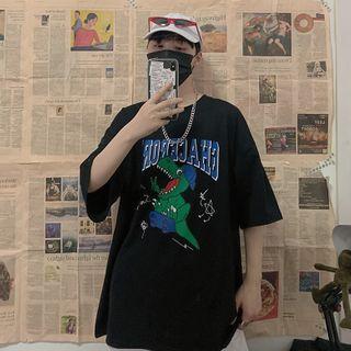 Short-sleeve Cartoon Dinosaur Print T-shirt