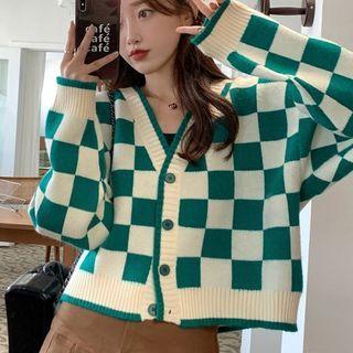 Plaid V-neck Jacket