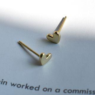 Heart Earring 1 Pair - S925 Silver - Gold - One Size
