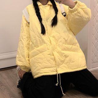 Button Quilted Jacket Yellow - One Size