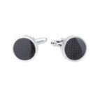 Simple And Simple Black Geometric Round Cufflinks Silver - One Size