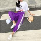 Color Block Pleated Baggy Pants