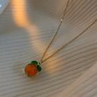 Persimmon Pendant Necklace Gold & Green & Orange - One Size