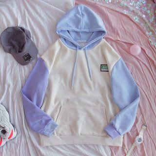 Two-tone Hoodie White & Light Blue - One Size