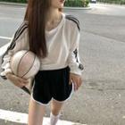 Puff-sleeve Stripe-side T-shirt / Shorts