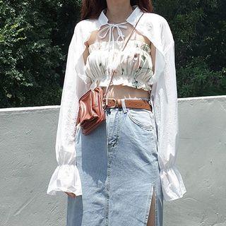 Bell-sleeve Shrug White - One Size