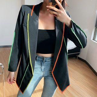 Contrast Trim Open-front Blazer