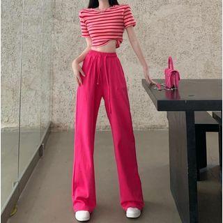 Striped Cropped T-shirt / Wide Leg Pants