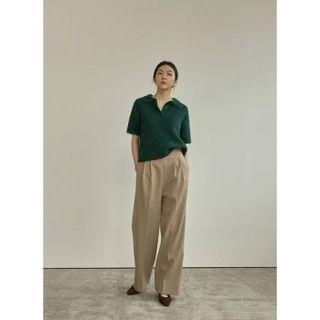 Colored Boucl -knit Polo Shirt