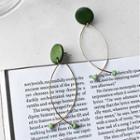 Earring 1 Pair - S925 Silver Needle - Dark Green & Gold - One Size