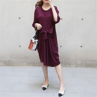 Round-neck Tie-front Dress