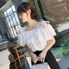 Short-sleeve Cold Shoulder Eyelet Lace Top