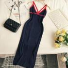 V-neck Knitted Spaghetti Strap Dress