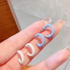 Hoop Earring 01 - Set Of 3 - Silver Stud - Blue & White - One Size