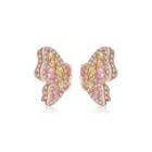 Fashion And Elegant Plated Rose Gold Butterfly Stud Earrings With Colorful Cubic Zirconia Rose Gold - One Size