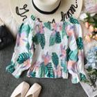 Floral Print Smocked Chiffon Blouse