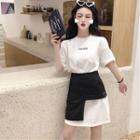 Set: Short-sleeve T-shirt Dress + Asymmetric Skirt