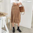 Plaid Ruched A-line Skirt As Shown In Figure - One Size