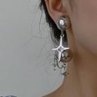 Star Drop Ear Stud 1 Pair - Silver - One Size