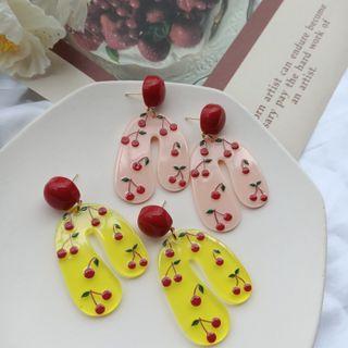 Cherry Print Acrylic Dangle Earring
