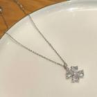 Clover Rhinestone Pendant Necklace Clover Necklace - Silver - One Size