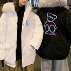 Couple Matching Bear Print Hooded Padded Jacket