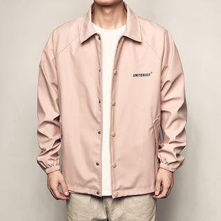 Collared Faux-leather Jacket