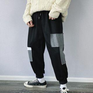 High-waist Drawstring Patch Sweatpants