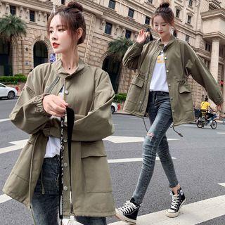 Couple-matching Drawstring Buttoned Cargo Jacket