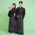 Embroidered Open-front Jacket / Wrap Top / Maxi A-line Skirt / Set