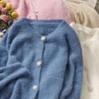 Button-down Furry-knit Sweater In 5 Colors