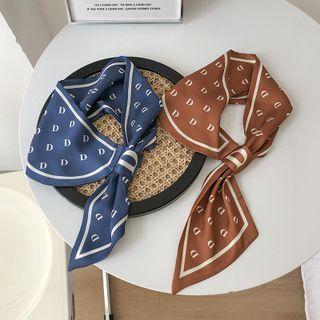 Letter D Print Satin Narrow Scarf