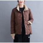 Stand-collar Color-block Padded Coat