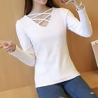 Long-sleeve Cross Neck T-shirt