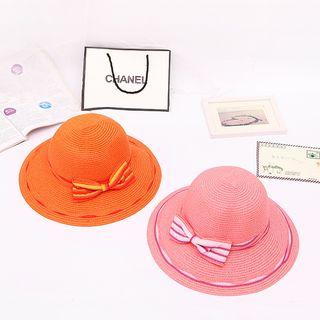 Bow-accent Straw Bucket Hat