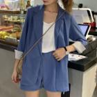 One-button Blazer / Plain Shorts / Camisole Top / Set
