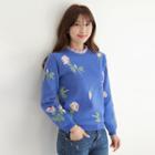 Crew-neck Floral Pattern Sweater