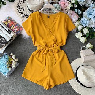 Tie-waist V-neck Playsuit