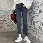 Irregular Hem Cropped Straight-fit Jeans