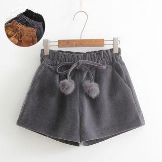 Drawstring Waist Pom Pom Shorts
