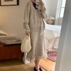 Set: Fringed Cardigan + Midi A-line Skirt Red & Blue & Neon Yellow & Beige - One Size