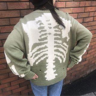 Long Sleeve Skull Print Loose-fit Sweater