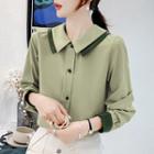 Two-tone Double Collar Blouse
