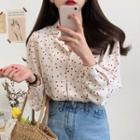 Long-sleeve Dotted Chiffon Blouse / Camisole Top