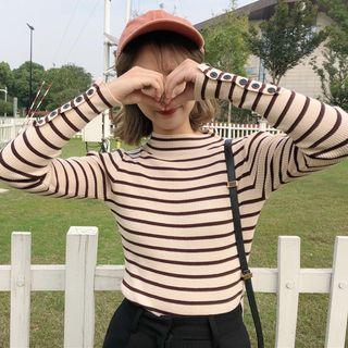 Striped Long-sleeve Knit Sweater
