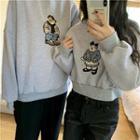 Bear Embroidered Crew-neck Pullover
