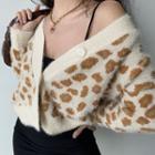 V-neck Leopard Print Cardigan As Shown In Figure - One Size