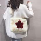 Flower Print Fleece Crossbody Bag