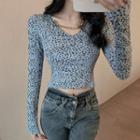 Long-sleeve Chain Strap Print Top