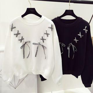 Stitched Ribbon Accent Pullover